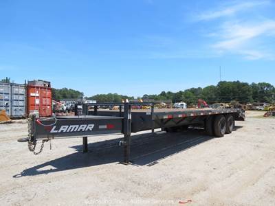 2025 Lamar FD02252A 25' T/A Gooseneck Flatbed Equipment Hauler Trailer bidadoo