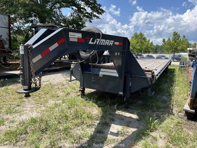 2025 Lamar FD02402B 40' T/A Gooseneck Equipment Trailer Utility Ramps bidadoo