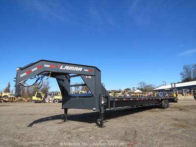2026 Lamar FS024028 40' Gooseneck Flatbed Trailer Equipment Hauler T/A bidadoo