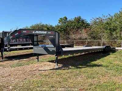2025 Lamar H8024028 40' T/A Gooseneck Equipment Flatbed Ramp Trailer bidadoo