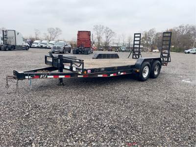 2016 PJ 16' T/A Flatbed Stakebed Utility Hauler Trailer Wood Deck Ramp bidadoo