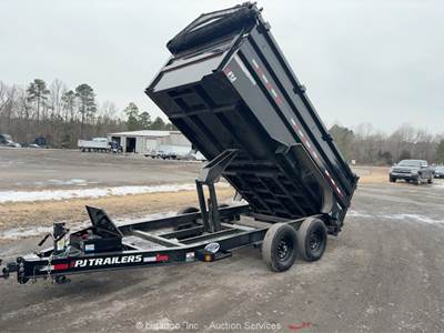 2025 PJ DM142 T/A 14' Hydraulic Dump Tilt Utility Hauler Cargo Trailer bidadoo