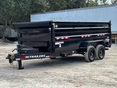 2025 PJ DM162 16' T/A Bumper Pull Hydraulic Dump Equipment Trailer 14K bidadoo