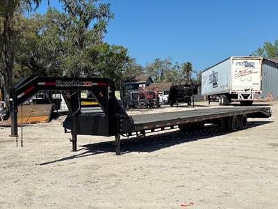 2024 RawMaxx T/A 40' Gooseneck Flatbed Dovetail Equipment Ramp Trailer bidadoo