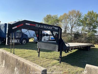 2024 RawMaxx FDX-36-27K T/A 36' Gooseneck Flatbed Dovetail Trailer Winch bidadoo
