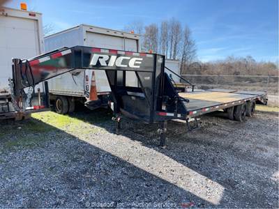 2025 Rice DOG22205 25' T/A Flatbed Gooseneck Equipment Ramp Trailer bidadoo