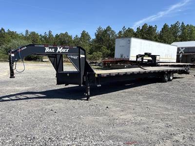 2025 Trail Maxx Max27-40 40' Gooseneck Flatbed Equipment Ramp Trailer bidadoo