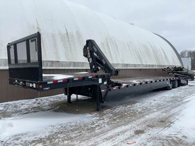 2022 Towmaster T-70HT T/A Hydraulic Dovetail Flatbed Crane Boom Trailer bidadoo