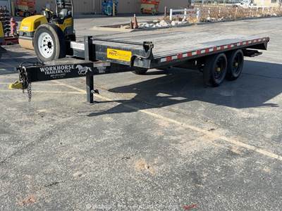 2021 Work Horse 16' Deck Over T/A Flatbed Ramp Wood Equipment Trailer bidadoo