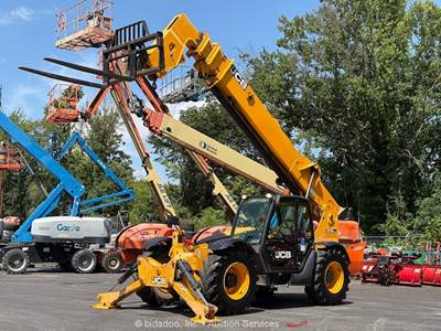 2017 JCB 510-56 56’ 10K Telescopic Reach Forklift Telehandler Cab Aux bidadoo