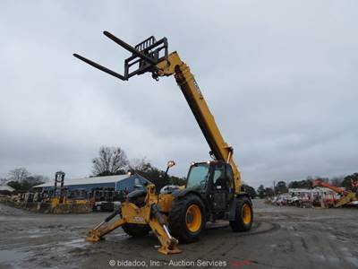 2017 JCB 514-56 56' 14,000 lbs Telescopic Reach Forklift Cab Telehandler bidadoo