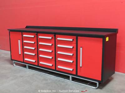 Steelman 15-Drawer 9FT Steel Work Bench Tool Cabinet Shop Box bidadoo -New