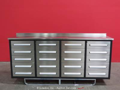 Steelman 20-Drawer 7FT Steel Work Bench Tool Cabinet Box DAMAGED bidadoo -New