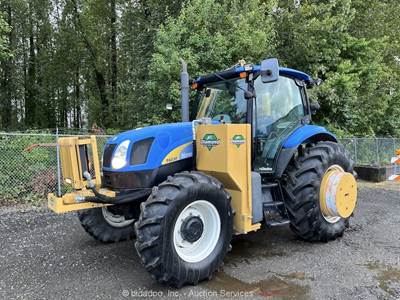 2010 New Holland T6030 Delta 4WD Tractor Cab Farm Ag Hyd Brush Mower PTO bidadoo