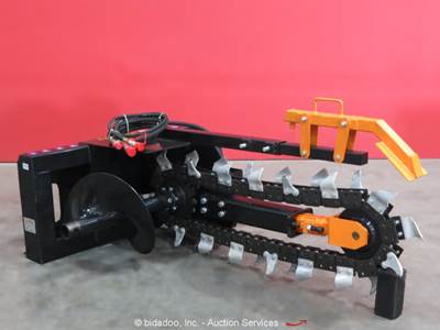 Mower King 48" Trencher Hydraulic Skid Steer Digging Attachment bidadoo -New