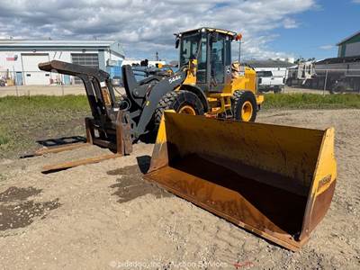 2014 John Deere 544K Articulated Wheel Loader Cab Aux Grapple Bucket A/C bidadoo