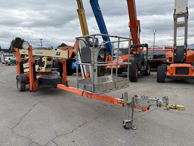 Used Tow Behind Aerial Boom Lift 2016 JLG T500J 50' Platform with Jib Portable Manlift Articulating Towable