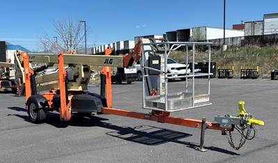 Used Tow Behind Aerial Boom Lift 2016 JLG T500J 50' Platform with Jib Portable Manlift Articulating