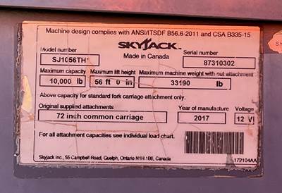 2017 Skyjack SJ1056TH Telehandler