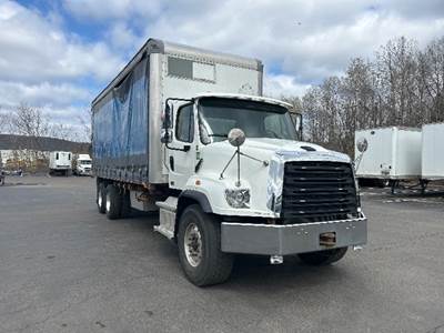 Freightliner 114SD Tandem Axle Curtain Side Truck - 410HP, 6 Speed Automatic