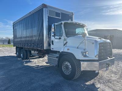 Freightliner 114SD Tandem Axle Curtain Side Truck - 410HP, 6 Speed Automatic