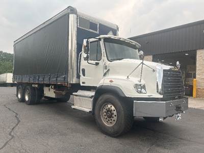 Freightliner 114SD Tandem Axle Curtain Side Truck - 410HP, 6 Speed Automatic