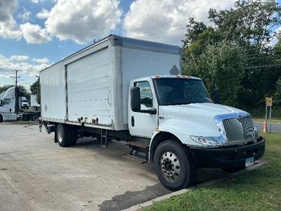International MV607 Box Truck - 220HP, 7 Speed Automatic, Roll up Door