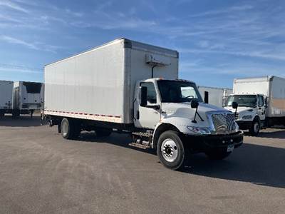 International MV607 Box Truck - 250HP, 6 Speed Automatic, Roll up Door