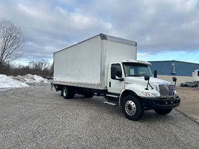 International MV607 Box Truck - 250HP, 6 Speed Automatic, Roll up Door