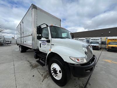 International MV607 26 ft Box Truck - 220HP, 7 Speed Automatic, Roll up Door