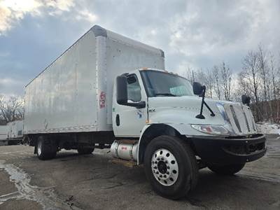 International MV607 Box Truck - 250HP, 7 Speed Automatic, Roll up Door