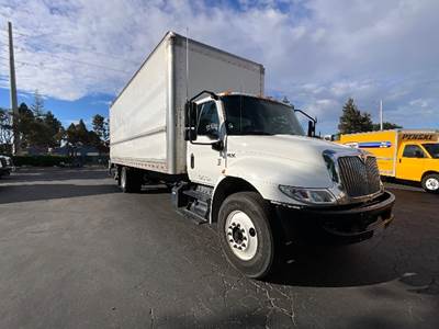 International MV607 Box Truck - 220HP, 7 Speed Automatic, Roll up Door