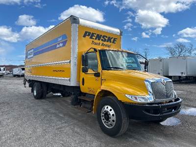 International MV607 Box Truck - 220HP, 7 Speed Automatic, Roll up Door