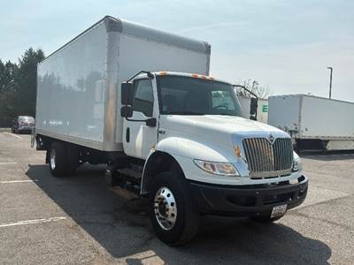 International MV607 Box Truck - 250HP, 7 Speed Automatic, Roll up Door