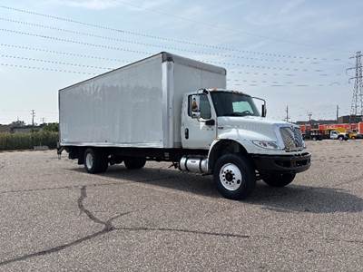 International MV607 Box Truck - 240HP, 6 Speed Manual, Roll up Door