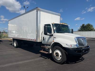 International MV607 Box Truck - 220HP, 6 Speed Automatic, Roll up Door