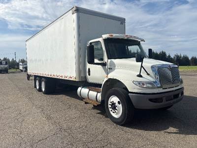 International MV607 Box Truck - 300HP, 10 Speed Manual, Roll up Door
