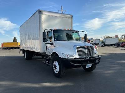 International MV607 Box Truck - 220HP, 7 Speed Automatic, Roll up Door