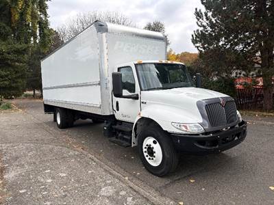 International MV607 Box Truck - 220HP, 6 Speed Automatic, Roll up Door