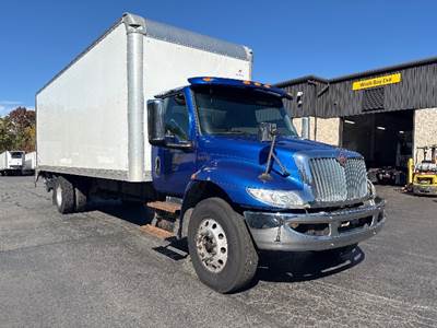 International MV607 Box Truck - 250HP, 6 Speed Automatic, Roll up Door