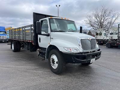 International MV607 26 ft Flatbed Truck - 250HP, 6 Speed Automatic