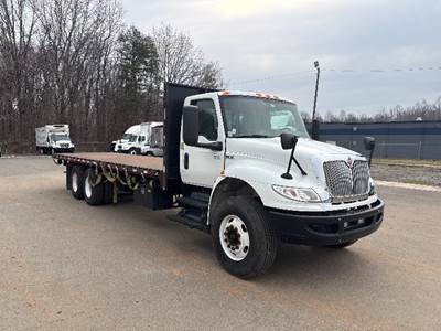 International MV607 Tandem Axle Flatbed Truck - 330HP, 6 Speed Automatic