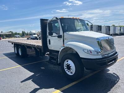 International MV607 Tandem Axle Flatbed Truck - 300HP, 6 Speed Automatic