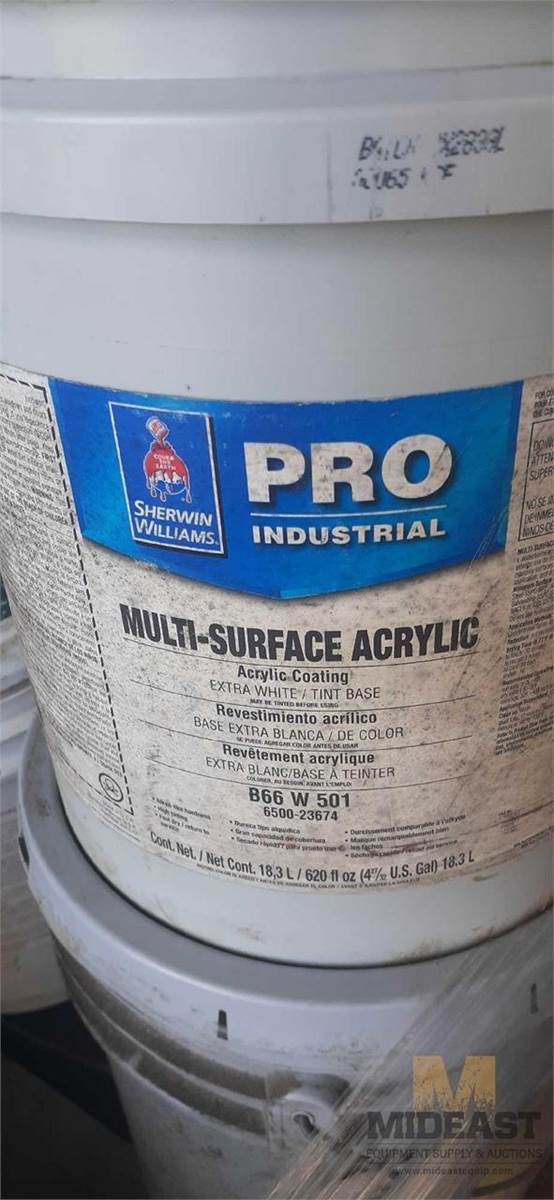 (9) Sherwin Williams B66W501, MuliSurface Acrylic Paint, 5 Gallon