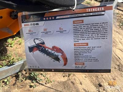 Field Trencher. 48 In Depth, 60 Degree Angle, 8 In Cutting Width.