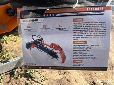 Field Trencher. 48 In Depth, 60 Degree Angle, 8 In Cutting Width.