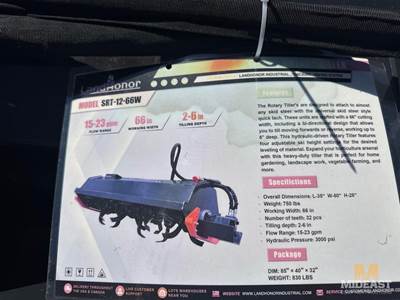 Rotary Tiller. 15-23 GPM Flow Range, 66 In Working Width, 2-6 In Tilling Depth.