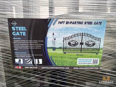 14 Ft Bi-Parting Steel Gate. 168 In Wide.