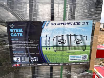 14 Ft Bi-Parting Steel Gate. 164 In Wide.