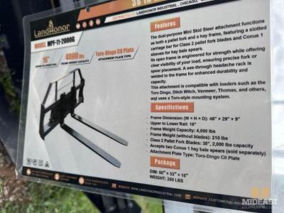 38 In Skid Steer Pallet Forks.